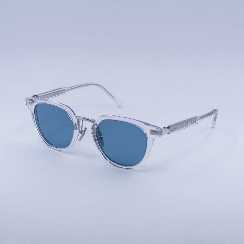 Prada PR17YS 2AZ04D Sunglasses Crystal Round Frame , Green Polarized Lenses